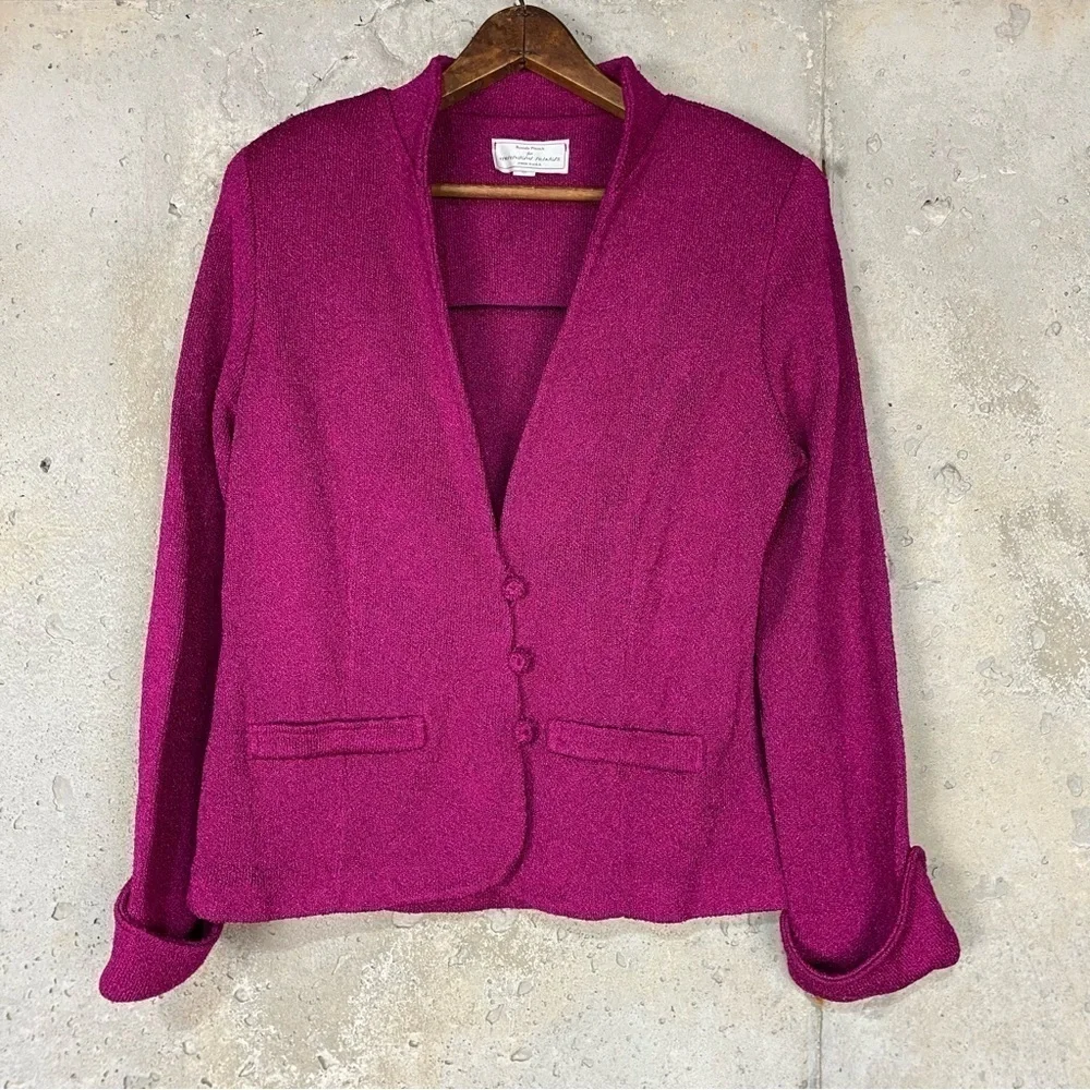 Vintage Brenda French fuschia pink boxy knit blazer small medium